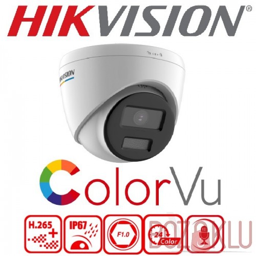 Hikvision DS-2CD1327G0-LUF, 2MP COLORVU IP Dome Kamera