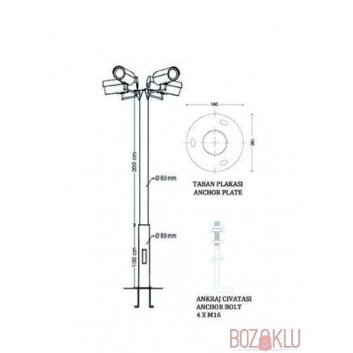 Galvaniz Kamera Direği 3 Metre