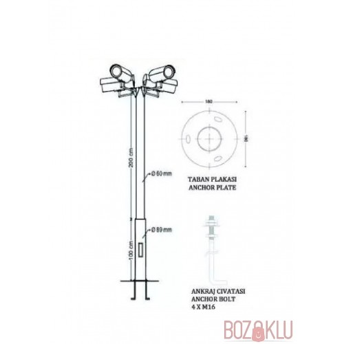 Galvaniz Kamera Direği 3 Metre