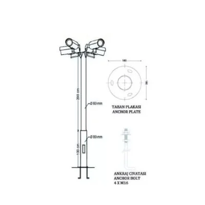 Galvaniz Kamera Direği 3 Metre