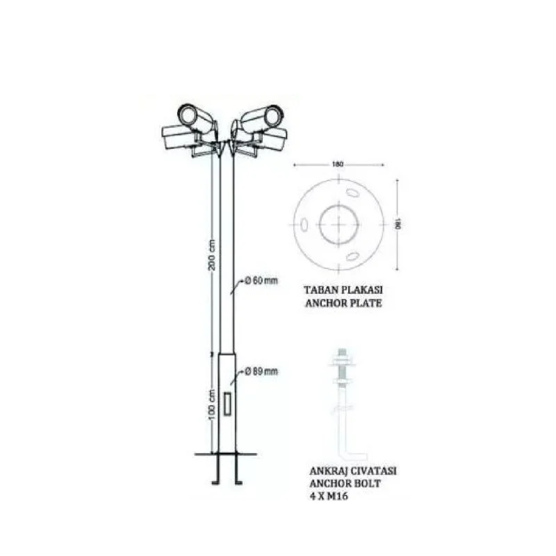 Galvaniz Kamera Direği 3 Metre